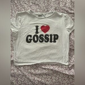 White ‘I love Gossip’ crop top